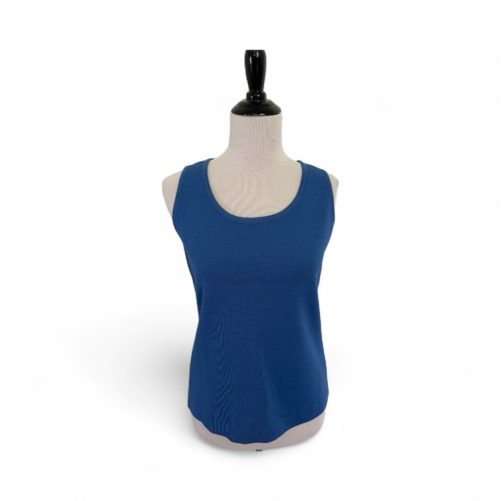 St. John Classic Pacific Blue Tank Top Shell NWT Sz S Milano Knit Wool Classic